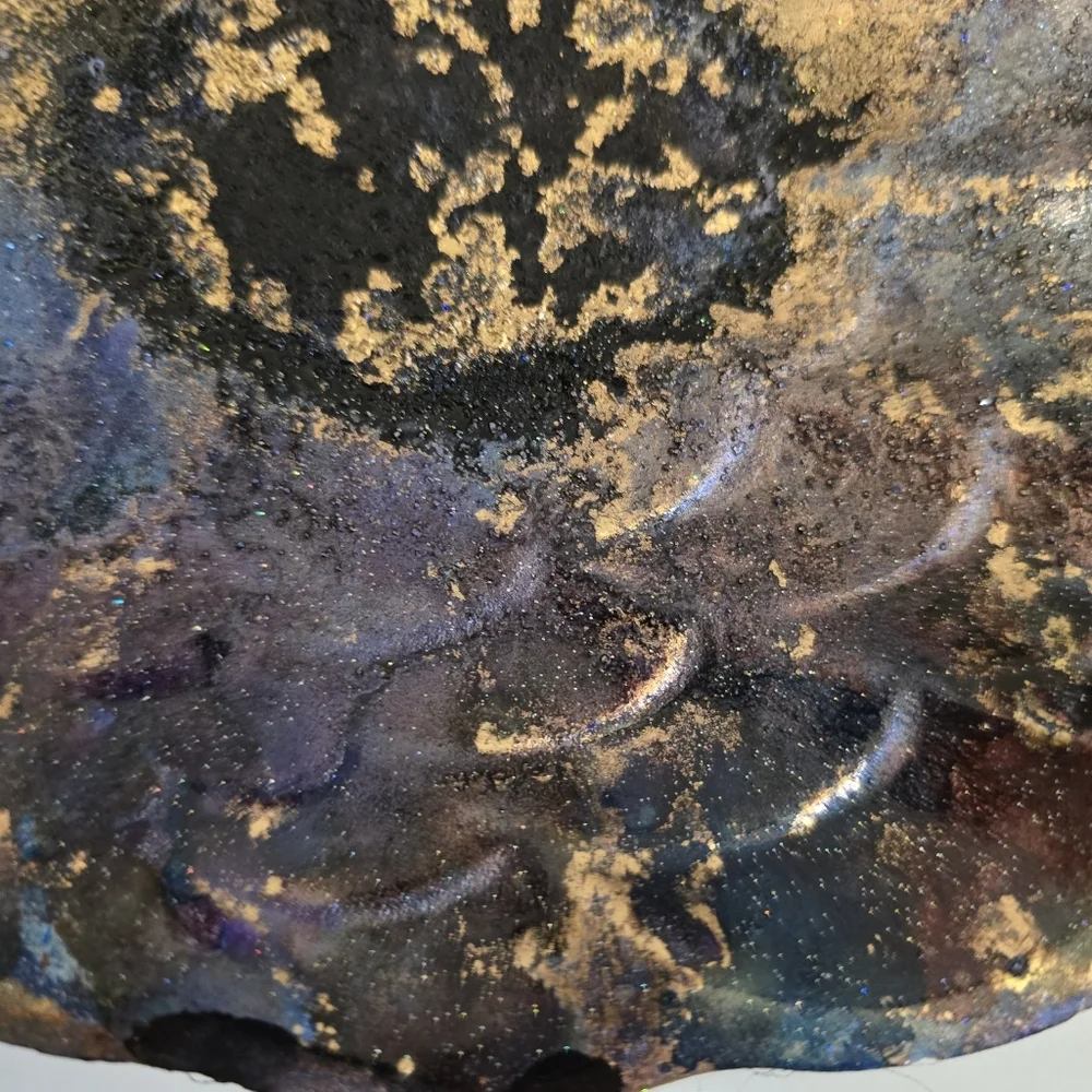 HANDCRAFTED Upcycled Porcelian Seashell Platter HANDPAINTED Tabeltop Art Decor